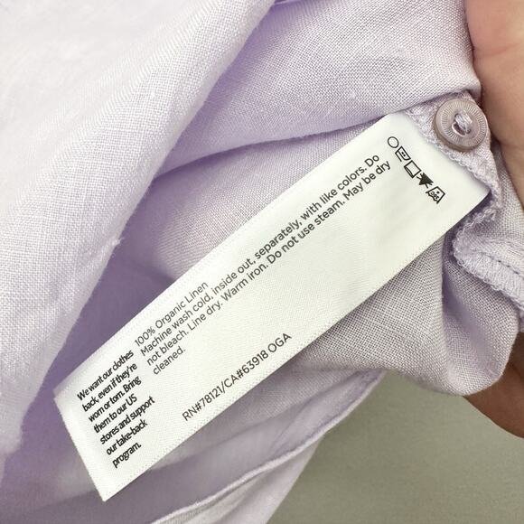 Eileen Fisher Purple Dyed Organic Handkerchief Linen Sleeveless Shirt Size Small - Picture 6 of 10